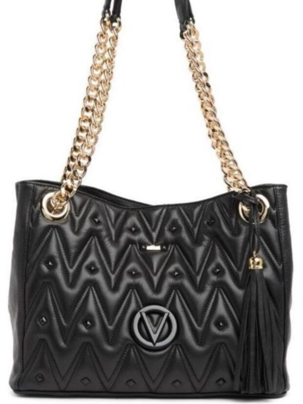 NEW Valentino By Mario Luisa Diamond Quilted Leather Shoulder Bag in Black